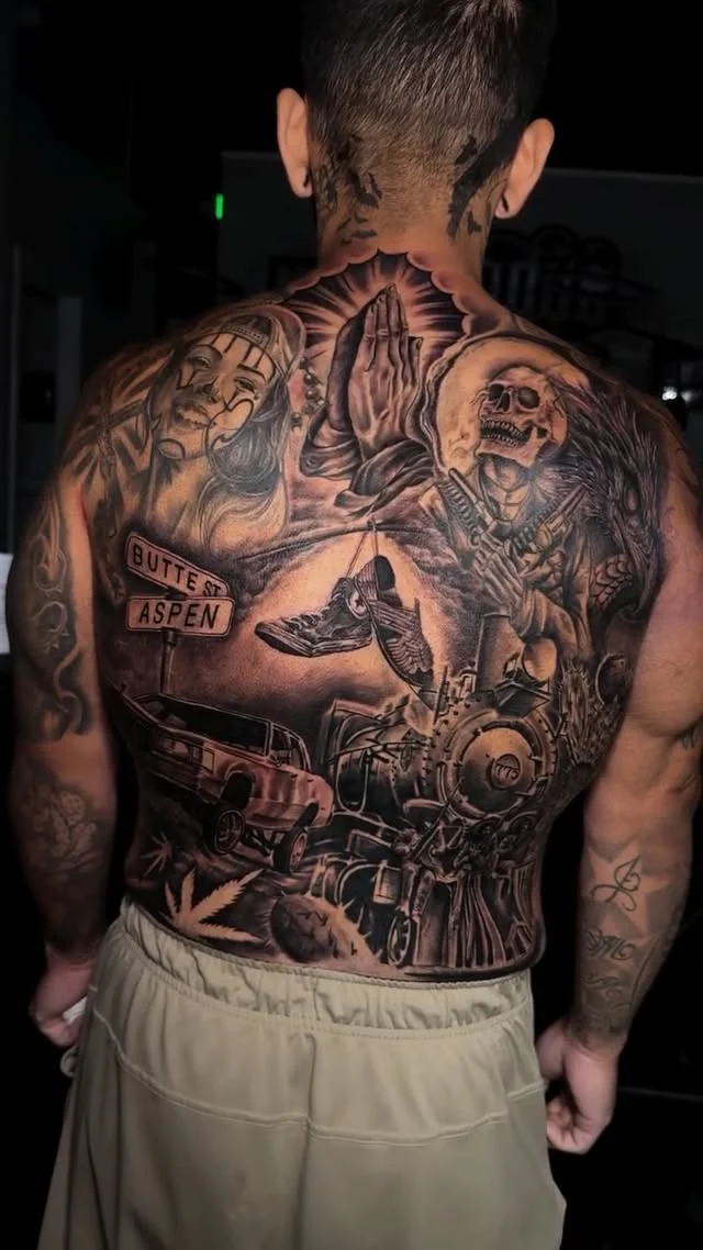 2 days back to back collaboration tattoo by Alex Zamora
